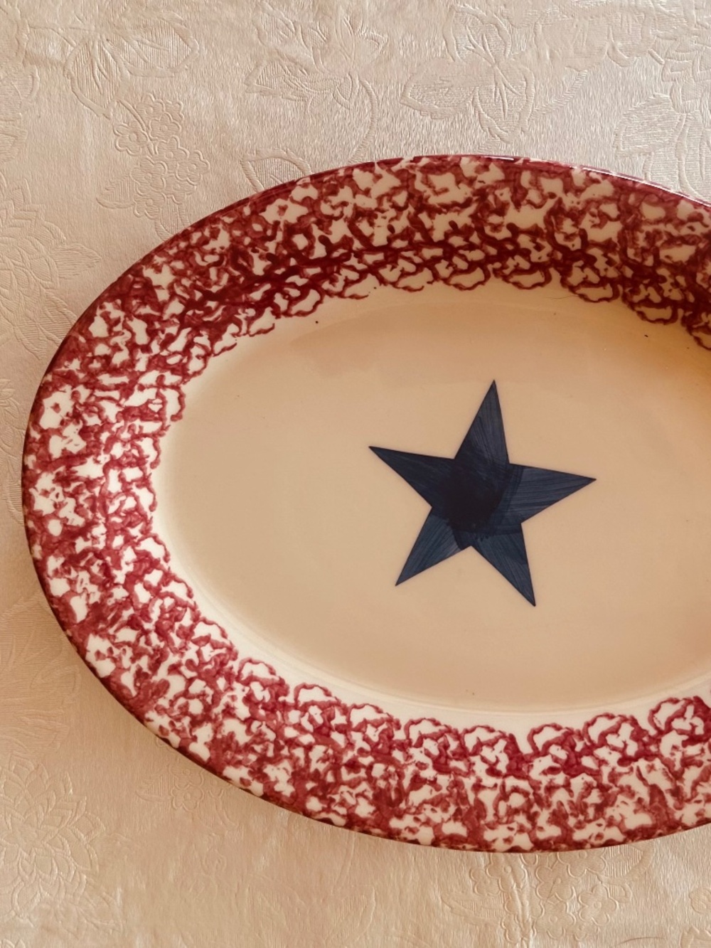 Old Glory American Blue Star Small Platter - Vintage